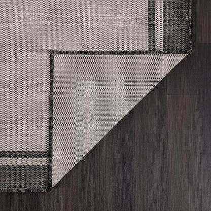 CAMILSON Indoor Outdoor Rug, 5x7 Bordered Gray Modern Area Rugs for Indoor and Outdoor Patios, Kitchen and Hallway Mats, Washable Porch Deck Outside Carpet (Bordered Grey, 5 x 7)