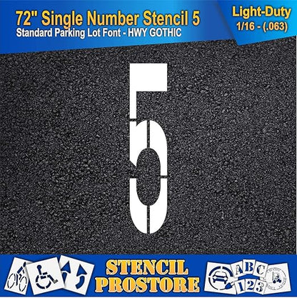 Pavement Stencils - 72 inch Single Number Stencil - 5-72" x 16" x 1/16" (63 mil) - Light-Duty