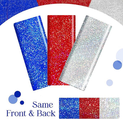 Sparkling Holographic Laser Tablecloth - Shimmering, Waterproof, Easy to Clean - Ideal for Bachelorette, Birthday, Wedding, and Anniversary Party Decorations (Dark Blue & Red & Silver, 3)