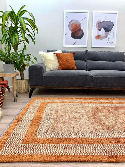 Alfa Rich 3x5 Burnt Orange Washable Area Rugs for Living Room Bedroom Kitchen Cotton Decor Runner