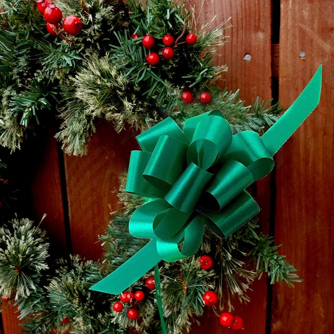 Emerald Green Decorative Gift Pull Bows - 5" Wide, Set of 10, St. Patrick's Day, Easter, Spring, Earth Day, Wreath, Swag, Garland, Gift Wrap, Baskets, Fundraiser, Birthday, Party Decor, Office