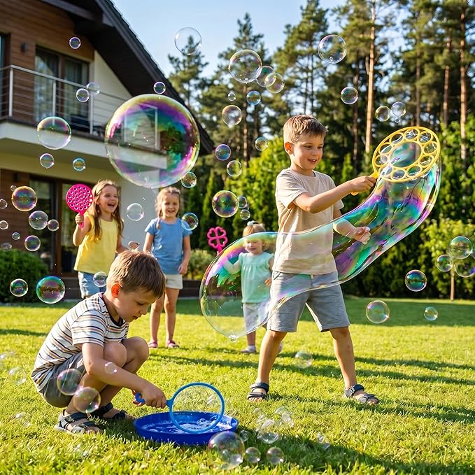 Roberly 28 Pcs Big Bubble Wands Set Bulk for Kids Summer Outdoor Activities Party Favors Gifts Birthday Games, Giant Bubbles Making Toys with Tray