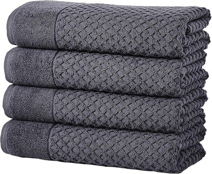 Great Bay Home Bath Towels - 100% Cotton 4 Pack 54x27 Bath Towel Set - Absorbent, Durable, Quick-Dry Towels for Bathroom (Stone Blue)