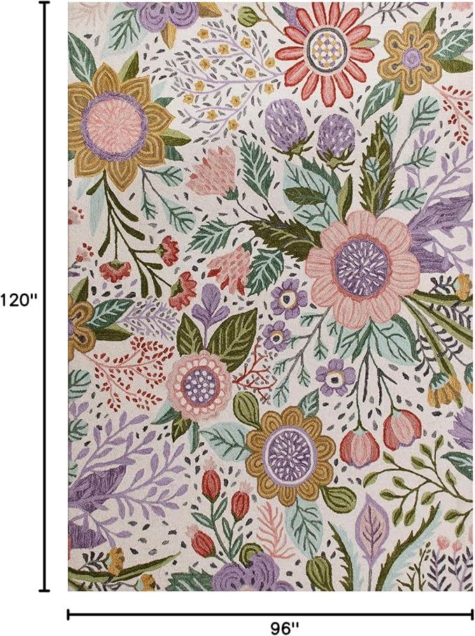 Hand-Tufted Floral Area Rug - Colorful Garden Design with Beautiful Flower Patterns - Modern Style Premium Carpet for Living Room & Bedroom or Kitchen (12'x18')