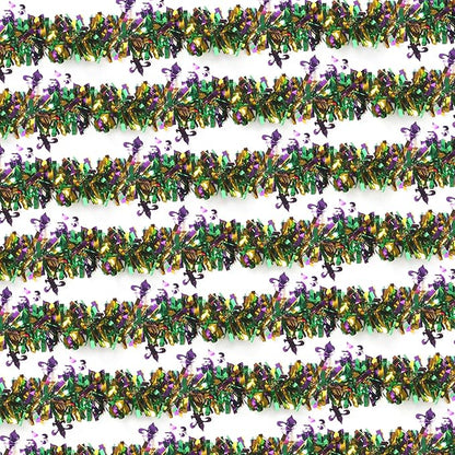 100 Feet Mardi Gras Tinsel Garland Gold Green Purple Christmas Tree Tinsel Garland Metallic Twisted Hanging for Mardi Gras Oktoberfest Birthday Party Decoration, A