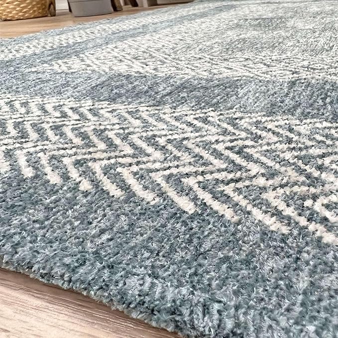 Alfa Rich 7x10 Light Blue Washable Area Rugs for Living Room Bedroom Kitchen Dining Cotton Decor Rug