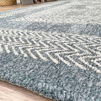 Alfa Rich 7x10 Light Blue Washable Area Rugs for Living Room Bedroom Kitchen Dining Cotton Decor Rug
