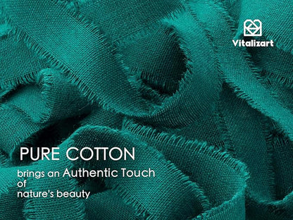 Vitalizart Green Cotton Ribbon Handmade Fringe 5/8" x 21 Yd Dark Green Pure Natural Cotton Ribbons for Gift Wrapping Wedding Invites Bridal Shower Bouquets Holiday Decor