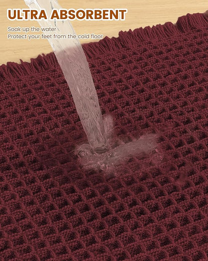 Smiry Waffle Bath Mat 72x24, Extra Soft Absorbent Bathroom Rugs, Non Slip Machine Washable Quick Dry Bath Rugs for Bathroom Floor, Tub, Shower, Home Decor Accessories, Burgundy