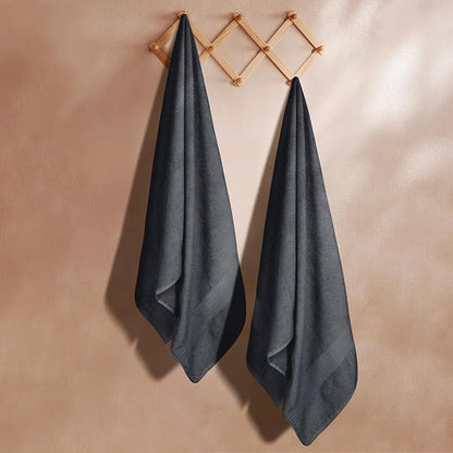 GLAMBURG Premium Cotton Oversized 2 Pack Bath Sheet 35x70-100% Pure Cotton - Ideal for Everyday use - Ultra Soft & Highly Absorbent - Machine Washable - Charcoal