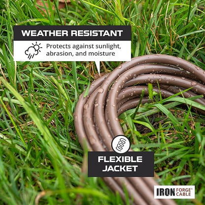 Iron Forge Cable 75ft Brown Outdoor Extension Cord with 3 Outlets - 16/3 SJTW 75ft Extension Cord 3 Prong, 10 Amp All-Weather Heavy Duty Power Cable