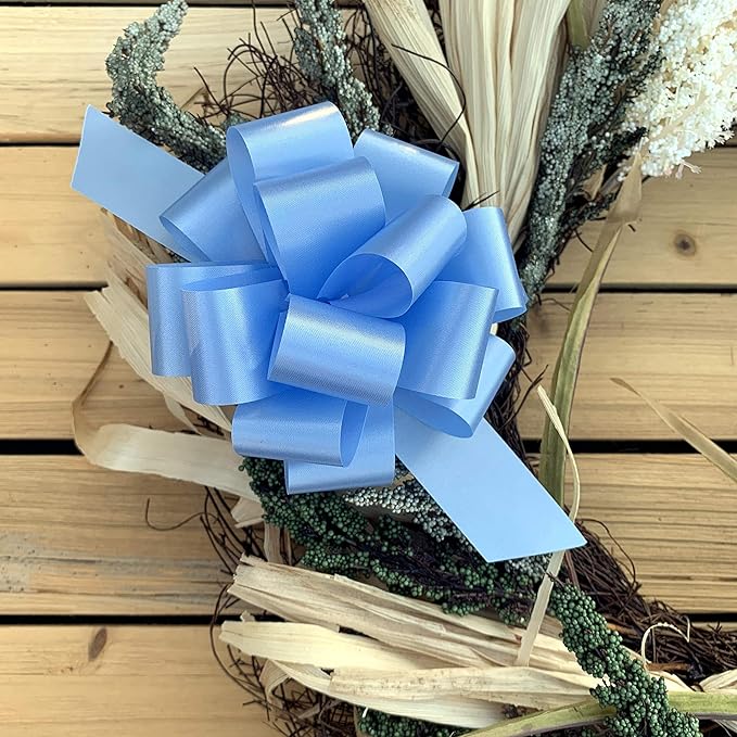 Light Blue Decorative Gift Pull Bows - 5" Wide, Set of 10, Spring, Baby Shower, Summer, Wreath, Swag, Garland, Gift Basket, Presents, Birthday, Fundraiser, Christmas, Easter