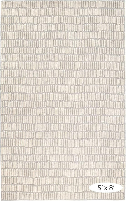 Dash & Albert Roark Ivory Hand Tufted Wool Rug, 2.5 X 8 Feet, Grey/Ivory Geometric Pattern