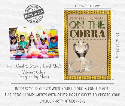 Silly Goose Gifts Reptile Snake Cobra Pin Game Activity Themed Birthday Party Supply, Fun Kids Idea Poster Stickers