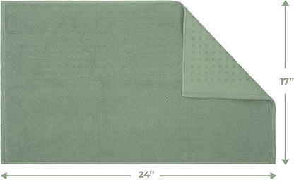 Cotton Paradise 100% Cotton Turkish Bathmat Rug, Soft Absorbent Quick Dry Non Slip, 17x24 Bathmat Rug, Sage Green