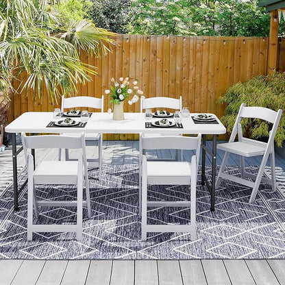 YITAHOME 6FT Folding Table, Outdoor Folding Table w/Heavy Duty HDPE Tabletop, Rectangle Folding Tables w/Portable Carrying Handle for Picnic, Parties, Camping & Indoor Activities, White