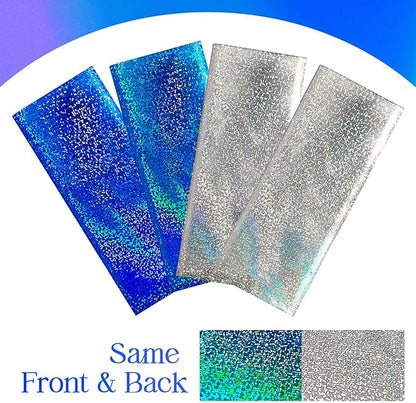 Royal Blue & Silver Holographic Party Tablecloth 40" x 108" Iridescence Plastic Table Cloth Blue White Table Covers for Graduation 4th of July Princess Birthday Winter Christmas Party Decoration