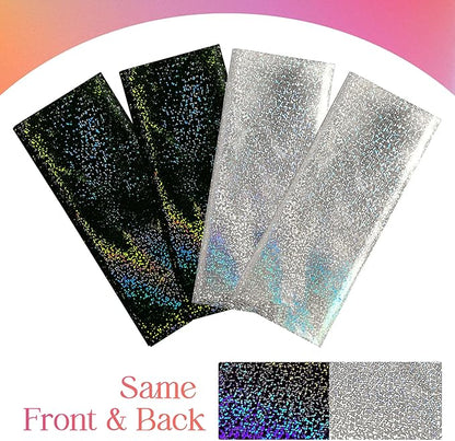 Just Shimmer 2 Pcs Black & Silver Holographic Laser Tablecloths Shiny Plastic Table Cloths 40" x 108" Black and White Classical Halloween Events Birthday Party Decor Anniversary Supplies