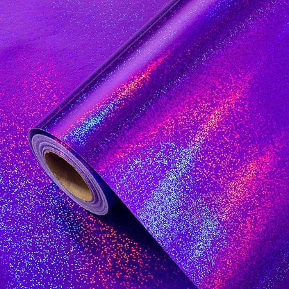 Burymento Purple Wrapping Paper Roll, Metallic Holographic Point Gift Wrap for Birthday, Valentines, Mothers day, Graduation, Wedding, Fathers day, Baby Shower, Christmas (17 IN x 32.8 FT)
