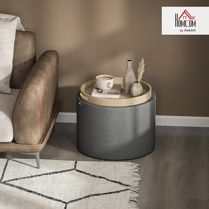 HOMCOM Round Storage Ottoman