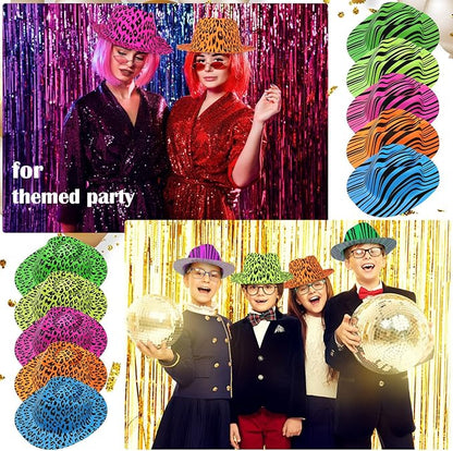 Handepo 50 Pcs Neon Party Hats for Adults Kids Halloween Colorful Plastic Cowboy Party Hats UV Reactive Fluorescent for Glow Birthday Weddings Carnival Concerts Music