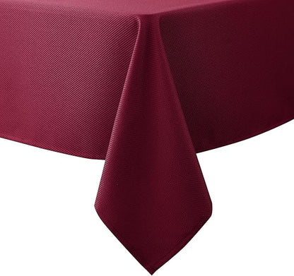Biscaynebay Textured Fabric Christmas Rectangle Table Cloth 90x156 Inch, Burgundy Water Resistant Tablecloths for Dining, Kitchen, Wedding, Parties etc. Machine Washable