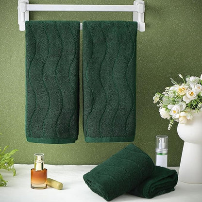 VitalCozy 4 Pcs Green Hand Towels for Bathroom Dark Green Irish Hand Towels Set 14x29 Inch 100% Cotton Soft Absorbent Decorative for Bathroom Kitchen