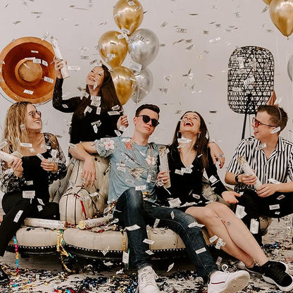PrimePure Confetti Cannon Party Poppers - Biodegradable Money Confetti Poppers - 6 Pack - Mini 100 Dollar Confetti Party Poppers Shooters for Events, Birthday, Celebrations