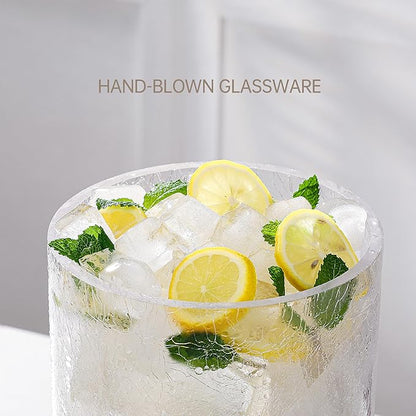 2 Gallon Glass Drink Dispenser with Stand, Beverage Dispenser with Wood Lid and Stainless Steel Spigot, Glass Water Dispenser for Parties, Ideal for Juice, Tea, Lemonade, and More