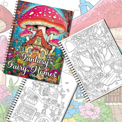 Kalysky Adult Coloring Book Set:3 Coloring Books for Flower World,Whimsical Universe,Fantasy Fairy Homes.Coloring Books for Adults to Relax and Relieve Anxiety