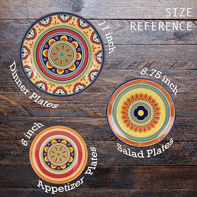 Bico Tunisian Salad Plates Set of 4, 8.75 Inch Ceramic Dessert Plates for Salad, Appetizer, Side Dishes, Microwave and Dishwasher Safe, Gift for Housewarming and Thanksgiving
