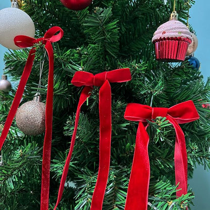 Red Velvet Ribbon Set, 3 Rolls Vintage Thin Velvet Ribbon for Gift Wrapping,Thick Christmas Ribbons for Christmas Tree Ornaments, Holiday Decor, Garland, Wreaths, 3/8, 5/8, 1 inch Wide, 30 Yards Total
