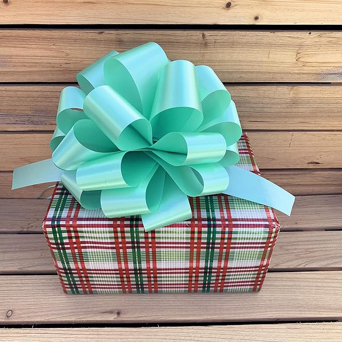 Large Mint Green Ribbon Pull Bows - 9" Wide, Set of 6, St. Patrick's Day, Easter, Spring, Earth Day, Wreath, Swag, Garland, Gift Wrap, Baskets, Fundraiser, Birthday, Party Decor, Office