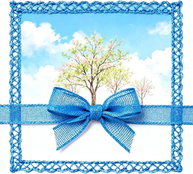 Meseey Spring Burlap Wired Ribbon 1 Inch x 4 Colors 40 Yards - Pastel Pink Yellow Green Blue Wired Ribbon for Easter Wreath Floral Bows Gift Wrapping Party Crafts Decorations