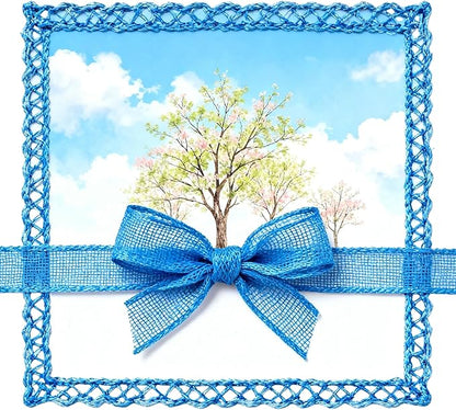 Meseey Spring Burlap Wired Ribbon 1 Inch x 4 Colors 40 Yards - Pastel Pink Yellow Green Blue Wired Ribbon for Easter Wreath Floral Bows Gift Wrapping Party Crafts Decorations