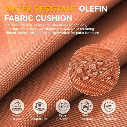 Outdoor Cushion Set for Furniture Patio Furniture, UV Resistant, Water Resistant - 6 Inch Thick Foam Garden Cushions– 24x24 Inch Patio Seat Covers for Chair/Sofa/Couch | Orange | 9-Pack |
