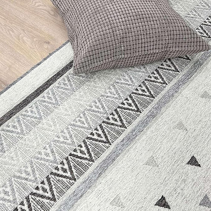Alfa Rich 3x5 Gray Off White Washable Area Rugs for Living Room Bedroom Kitchen Dining Cotton Runner