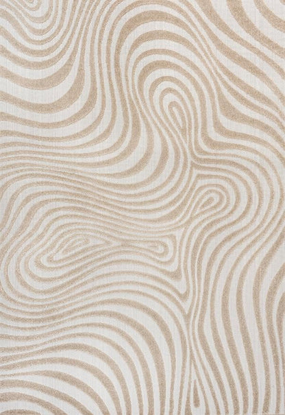 JONATHAN Y Maribo High-Low Abstract Striped Beige/Cream 5x8 Indoor/Outdoor Area Rug for Patio, Backyard, Living Room, Bedroom, Office, Hose-Washable (SCN103D-5)
