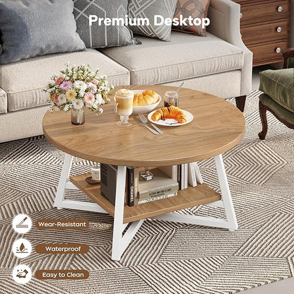 Coffee Table for Living Room, Round Coffee Table, Small Circle Coffee Table