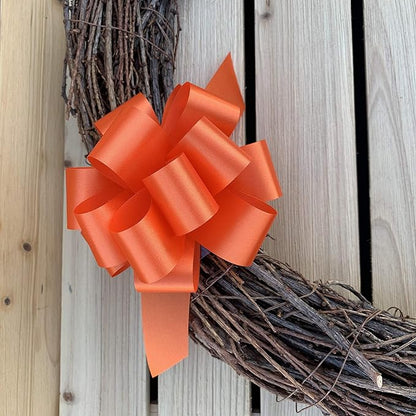 Orange Decorative Gift Pull Bows - 5" Wide, Set of 10, Halloween, Fall, Thanksgiving, Autumn, Spring, Wreath, Swag, Garland, Gift Basket, Presents, Birthday, Summer, Christmas, Easter