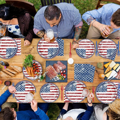 America's 50 Guests Patriotic Party Set: Flag Decorations, Plates & Napkins - 4th July, Memorial Day, Election Day Pack of 200PCS