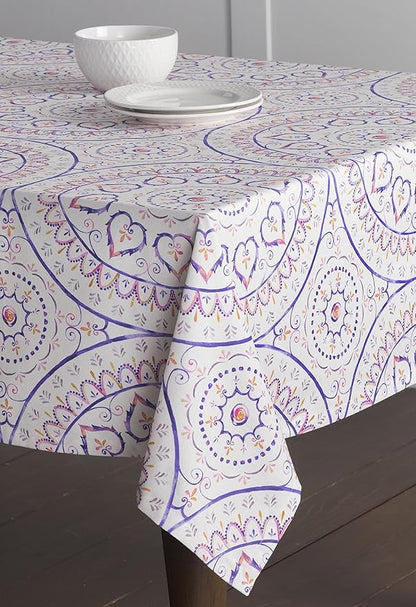 Maison d' Hermine Table Cloth Rectangle Table 100% Cotton 60 x 120 Inches Tablecloth Reusable Decorative for Dining Room Farmhouse Home Valentines Day Decorations Spring Summer - Mandala