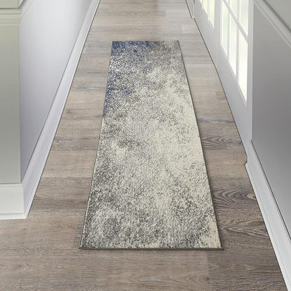 Nourison Home Passion Charcoal/Ivory 2'2" x 10' Area-Rug, Modern, Abstract, Easy-Cleaning, Non Shedding, Bed Room, Living Room, Dining Room, Kitchen, (10' Runner)