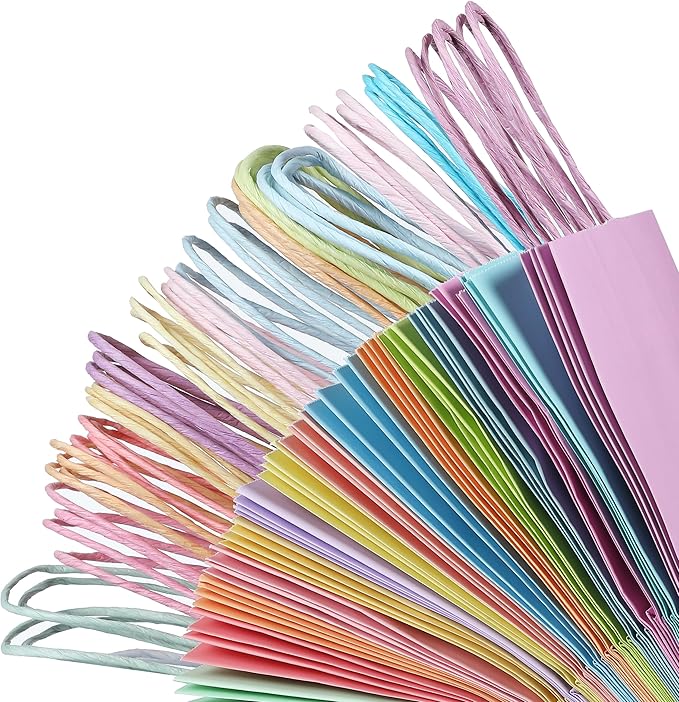 Mr. Pen- Paper Gift Bags with Handles, 32 Pack, 8.3" x 5.9" x 3.1", Pastel Paper Bags with Handles Bulk, Ideal for Gifts, Weddings, Baby Showers, Birthdays, Shopping, Retail Merchandise, Party Favor