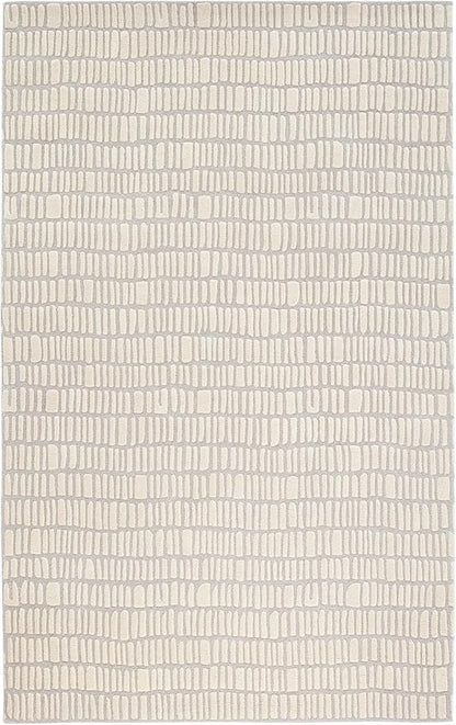 Dash & Albert Roark Ivory Hand Tufted Wool Rug, 2.5 X 8 Feet, Grey/Ivory Geometric Pattern
