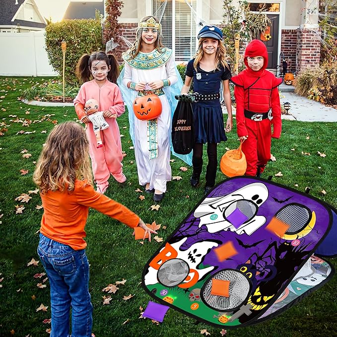 Halloween Games for Kids Party, Ghost Pumpkin Bean Bag Toss Games Halloween Party Games Favors Carnival Games for Adults Kids School Classroom Fall Festival Games Outdoor Indoor Trunk or Treat Gifts