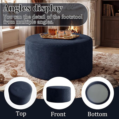 BSHOMGI Coffee Table Round Ottoman, Oversized Footrest
