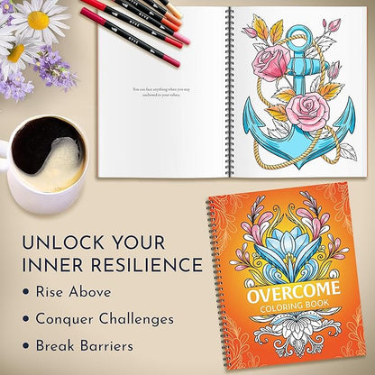 RYVE Coloring Books for Adults Relaxation - Set of 3 Stress Relief Coloring Book with Inspiring Quotes, Adult Coloring Book for Women, Easy Coloring Books for Adults, Stress Relief Gifts for Women