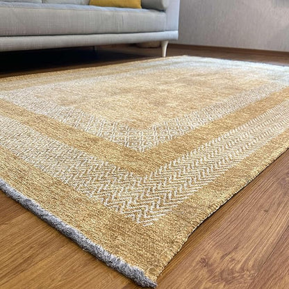Alfa Rich 7x10 Amber Gold Washable Area Rugs for Living Room Bedroom Kitchen Dining Cotton Rug