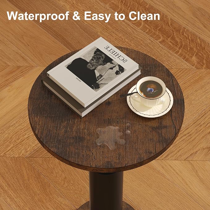 LAATOOREE Small Round Side Table, Accent Drink Coffee Table, Pedestal End Table